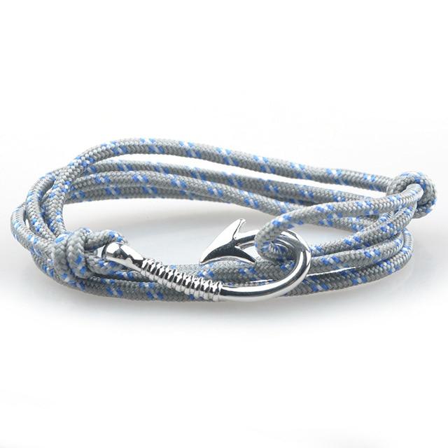 West Anchor Light Grey Patterned Hook Bracelet (Silver)