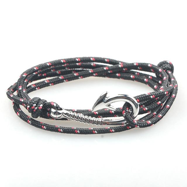 West Anchor Light Grey Patterned Hook Bracelet (Silver)